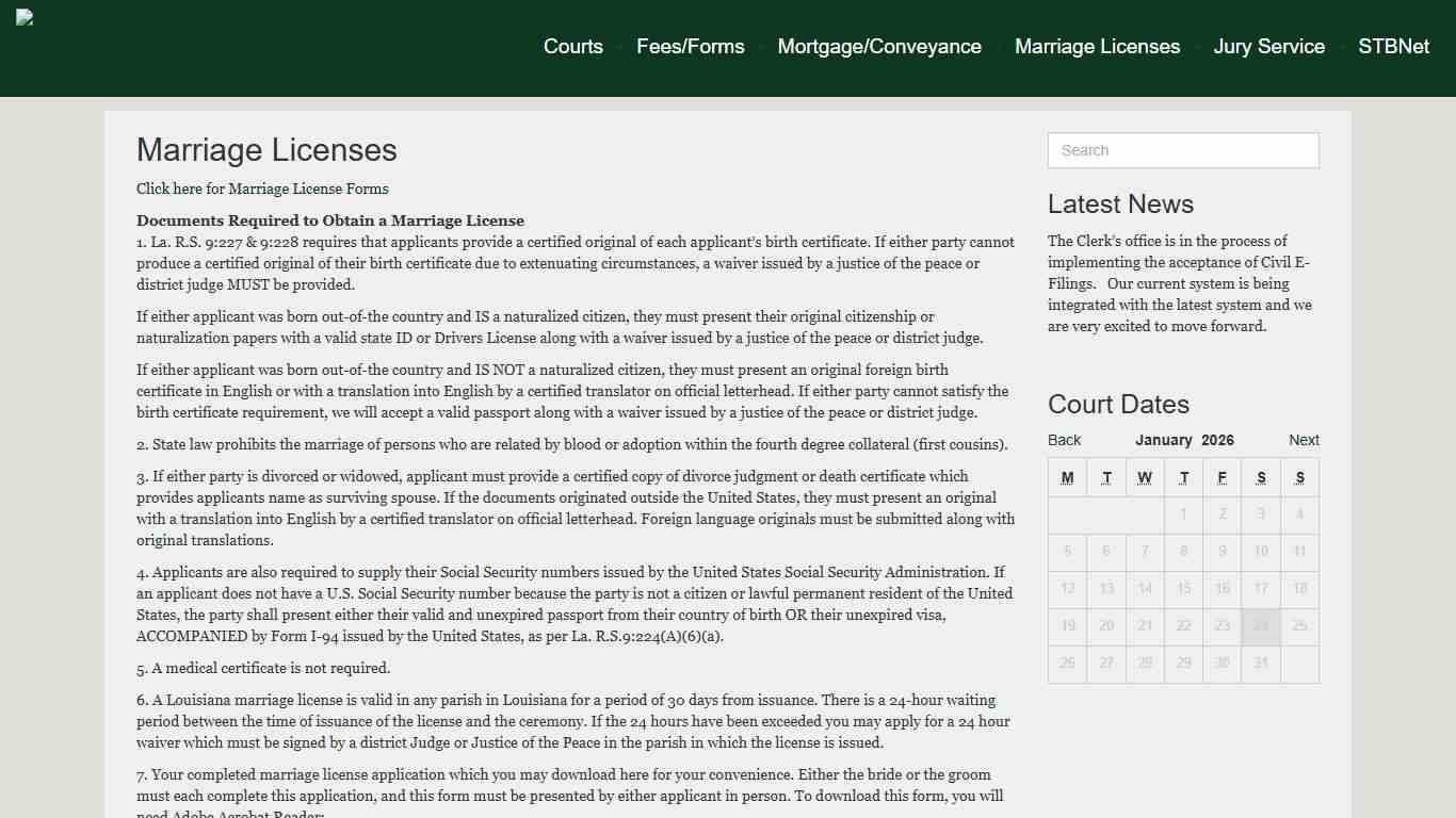 Randy Nunez, St. Bernard Parish Clerk of Court » Marriage Licenses